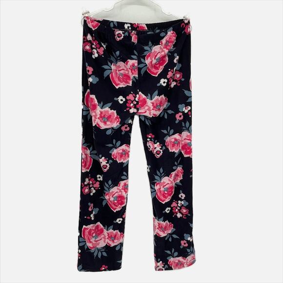ET TU Floral Fleece Pant in Navy Blue and Pink Size Large - Picture 4 of 9